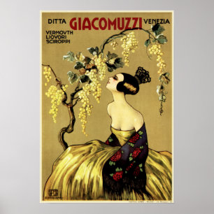 Poster GIACOMUZZI Sirop Liqueur Aperitif Vintage Italien