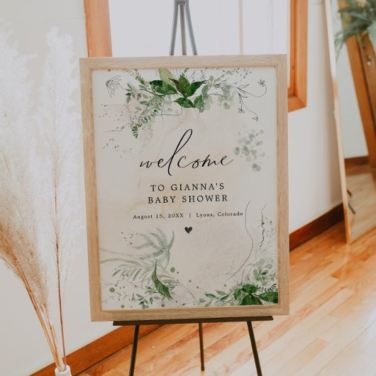 Poster GIANNA Etherial Greenery Baby Shower Bienvenue
