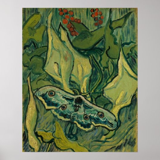 Poster Giant Peacock Moth Vincent van Gogh 1889 Small (Devant)