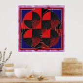 Poster Giant Rouge Noir Ligne Argent Live Chakra Mandala (Cuisine)