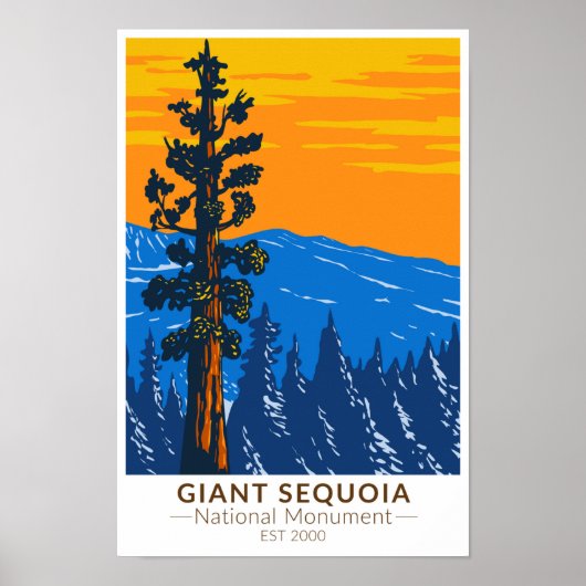 Poster Giant Sequoia National Monument California Vintage (Devant)