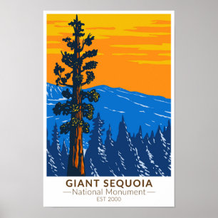 Poster Giant Sequoia National Monument California Vintage