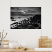 Poster Giants Causeway Sunset noir et blanc (Cuisine)