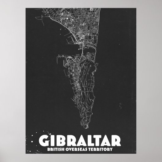 Poster Gibraltar Vintage Map (Devant)