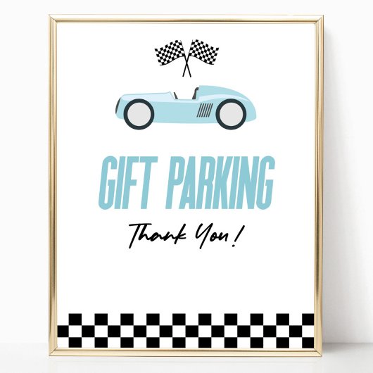 Poster Gift Parking Blue Race Voiture Panneau de la table