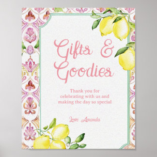 Poster Gifts & Goodies Sign Pink Yellow Lemon Shower