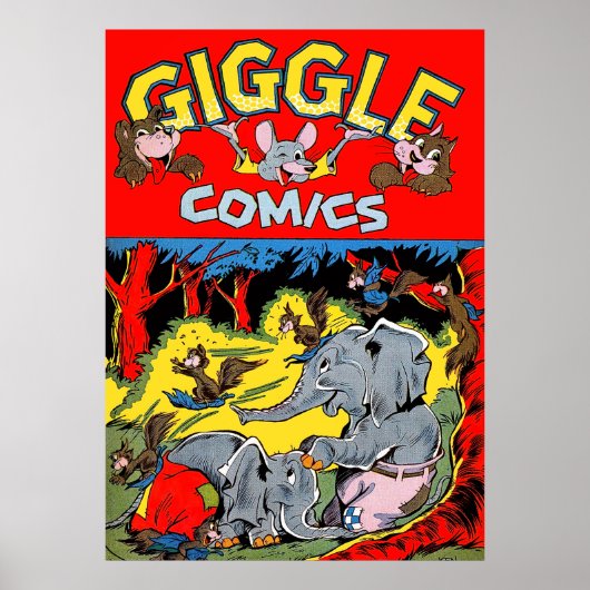Poster Giggle Eléphant Animaux Comics Vintages (Devant)