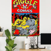 Poster Giggle Eléphant Animaux Comics Vintages (Bureau à domicile)