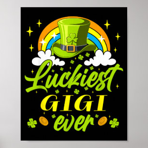 Poster Gigi la plus chanceuse ever shamrocks chanceux St