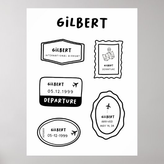 Poster Gilbert - Collection de timbres de voyage | Concep (Devant)