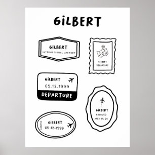 Poster Gilbert - Collection de timbres de voyage Concep