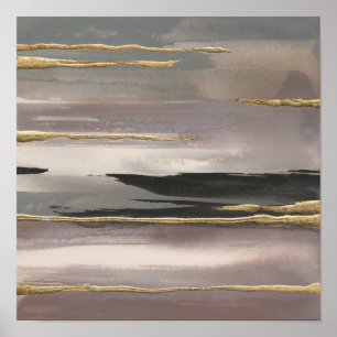 Poster Gilded Morning Fog II Gold Abstract Print