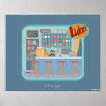 Poster Gilmore Girls | Luke's Diner Graphic<br><div class="desc">Entrez dans le coeur de Stars Hollow avec cette charmante illustration de Luke's Diner. Des tabourets de comptoir classiques au menu de tableau noir coloré,  ce design capte chaque détail de l'endroit bien-aimé.</div>