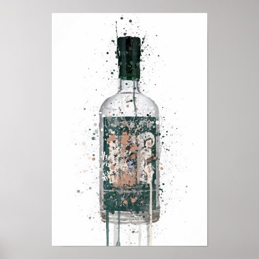 Poster Gin Bottle Wall Art Print 'Deep Pine' (Devant)