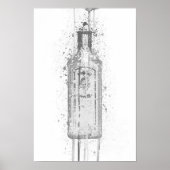 Poster Gin Bottle Wall Art Print 'Ocean Blue' Grey (Devant)