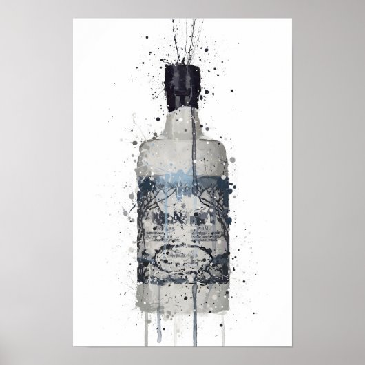 Poster Gin Bottle Wall Art Print 'Rock Pool' (Devant)