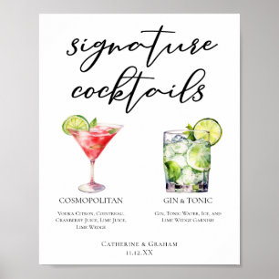 Poster Gin cosmopolite & Cocktails Signature Tonique Menu