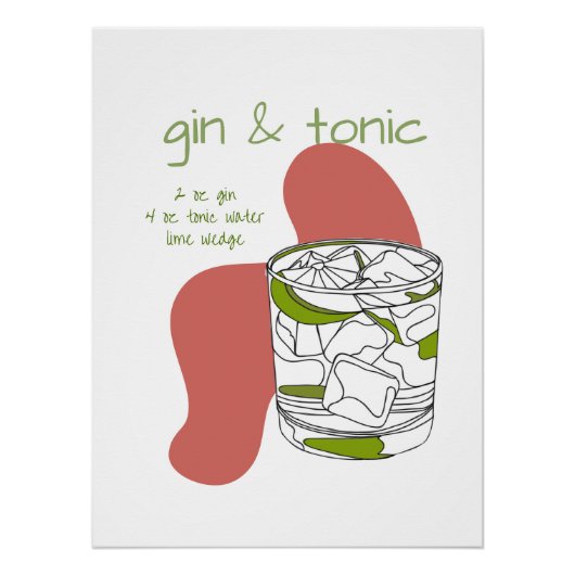 Poster Gin & Tonic Art Print - Art de la boisson moderne (Devant)