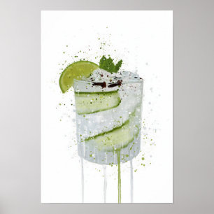 Poster Gin & Tonic 'Concombre et Lime'