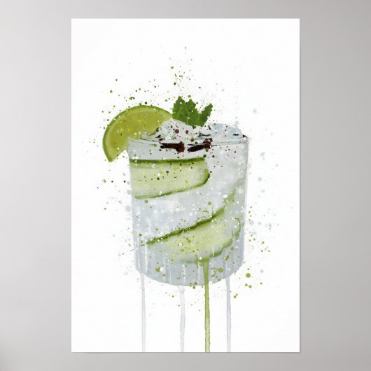 Poster Gin & Tonic 'Concombre et Lime' (Devant)