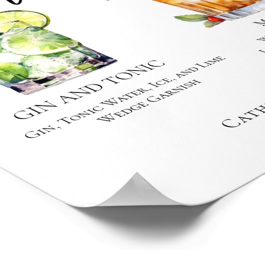 Poster Gin & Tonic Mai Tai Signature Cocktails Menu (Coin)