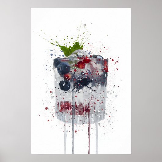 Poster Gin & Tonic 'Myrtille et Grenade' (Devant)