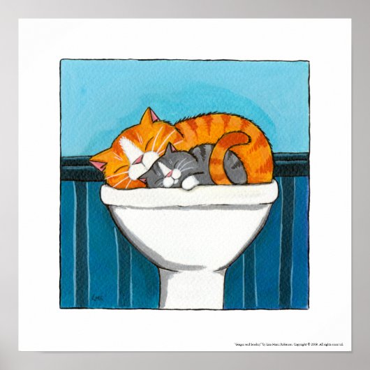 Poster Gingembre et Smokey - Whimsical Cat Art Imprimer (Devant)