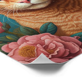 Poster Gingembre Tabby Chat et pivoines (Coin)