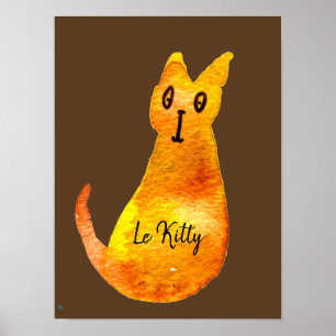 Poster Ginger cat mignon aquarelle illustration art
