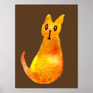 Poster Ginger cat mignon aquarelle illustration art