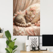 Poster Ginger Kitten Dormir (Shabby Chic) (Bureau à domicile)