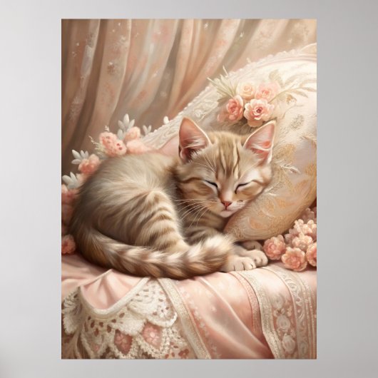 Poster Ginger Kitten Dormir (Shabby Chic) (Devant)