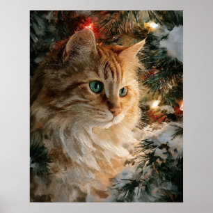 Poster Ginger Maine Coon Noël