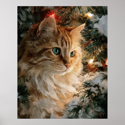 Poster Ginger Maine Coon Noël (Devant)