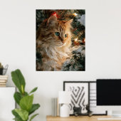 Poster Ginger Maine Coon Noël (Bureau à domicile)