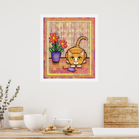 Poster "Ginger Tabby Cat Jouer" (Cuisine)