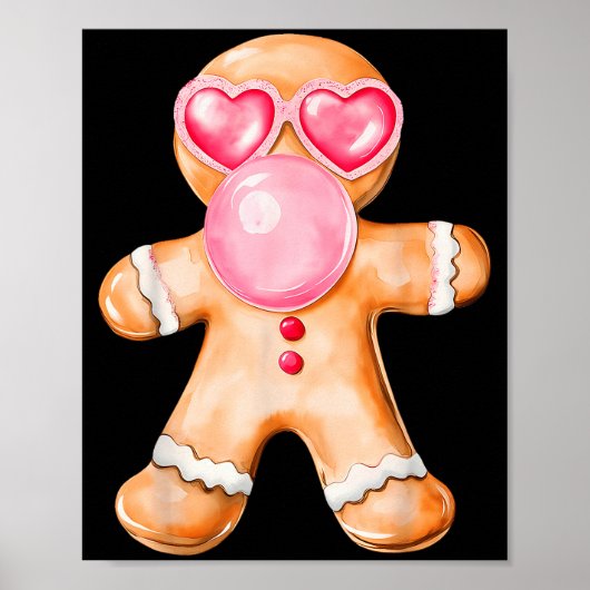 Poster Gingerbread Blowing Bubble Gum Nk Sungles Christma (Devant)
