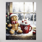 Poster Gingerbread Christmas Wall Art, Cozy Coffee Lover (Devant)