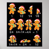 Poster Gingerbread Cookie Santa Hat Fraction Math Teacher (Devant)