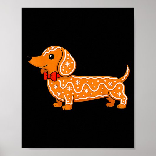 Poster Gingerbread Dachshund Christmas Cute Weiner Dog (Devant)