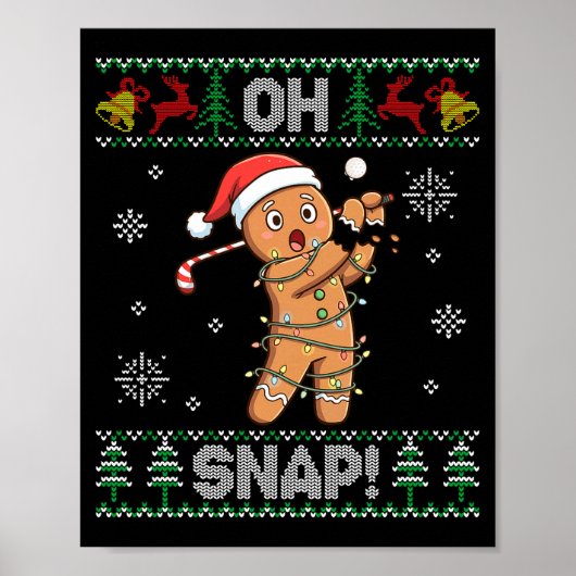 Poster Gingerbread Golf Christmas Cookie Oh Snap Santa Ug (Devant)