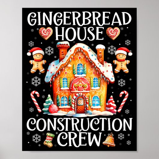Poster Gingerbread House Construction Crew Baking Christm (Devant)