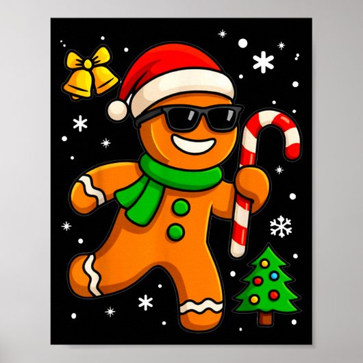 Poster Gingerbread Man Funny Christmas Cookie Costume Bak (Devant)