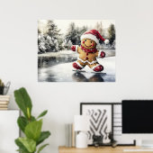 Poster Gingerbread Man Skating Print Christmas Art (Bureau à domicile)