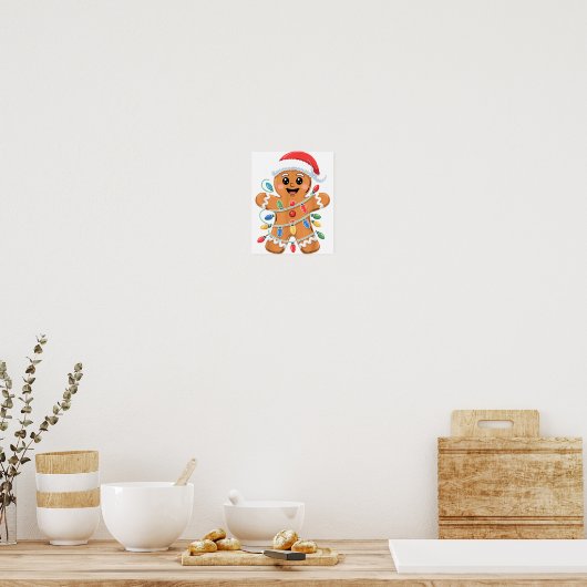 Poster Gingerbread Man Tangled Christmas Lights  (Cuisine)