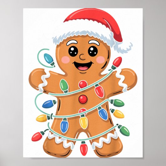 Poster Gingerbread Man Tangled Christmas Lights  (Devant)