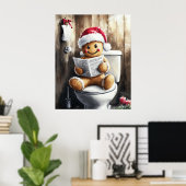 Poster Gingerbread Reading on the Toilet Funny Christmas (Bureau à domicile)