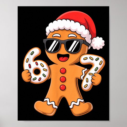 Poster Gingerbread Santa With Sungles Holding 67 Cookies  (Devant)