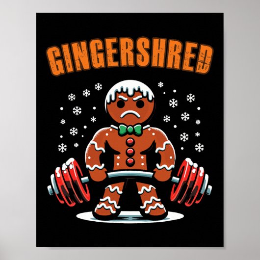 Poster Gingersher Funny Gingerbread Homme Gym Bodybuildin (Devant)