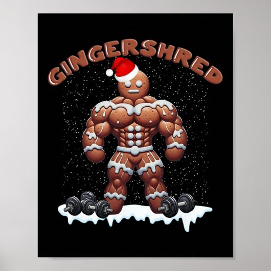 Poster Gingersher Funny Gingerbread Homme Gym Bodybuildin (Devant)